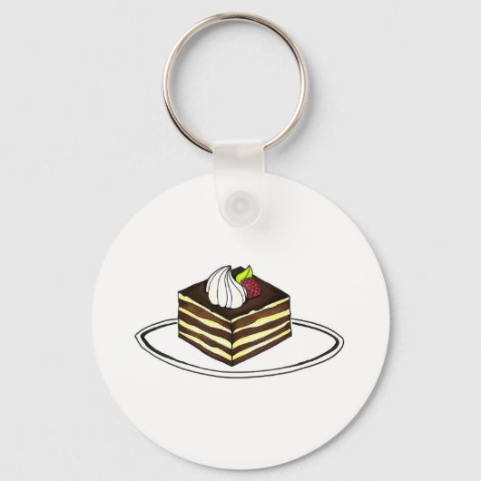 Italiaanse bakkerij Tiramisu Raspberry Dessert Pas Sleutelhanger (Voorkant)