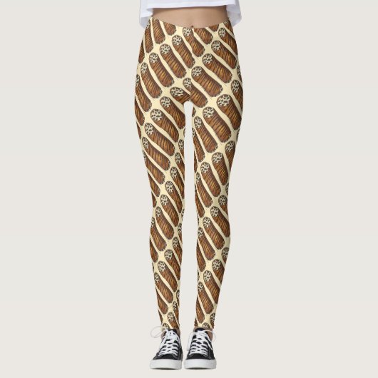 Italiaanse bakkerijbakkerij chocolade Chip Cannoli Leggings (Voorkant)