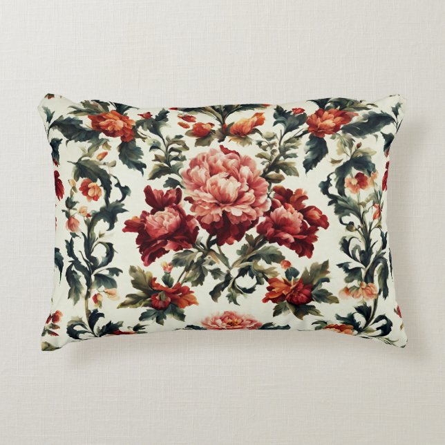 Italiaanse barok. Chique bloemen en bladeren Accent Kussen (Voorkant)