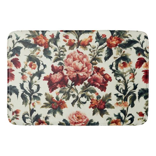 Italiaanse barok. Chique bloemen en bladeren Badmat (Voorkant)