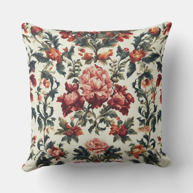 Italiaanse barok. Chique bloemen en bladeren Buitenkussen (Achterkant)