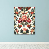 Italiaanse barok. Chique bloemen en bladeren Canvas Afdruk (Insitu (Houten vloer))