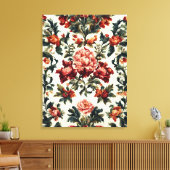 Italiaanse barok. Chique bloemen en bladeren Canvas Afdruk (Insitu (Woonkamer))