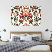 Italiaanse barok. Chique bloemen en bladeren Canvas Afdruk (Insitu (Slaapkamer))