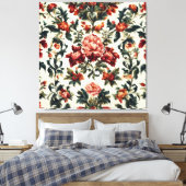 Italiaanse barok. Chique bloemen en bladeren Canvas Afdruk (Insitu (Slaapkamer))