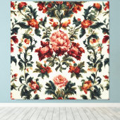Italiaanse barok. Chique bloemen en bladeren Canvas Afdruk (Insitu (Houten vloer))