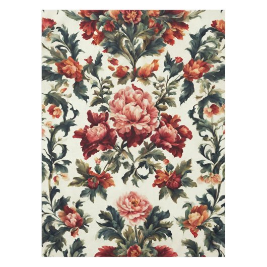 Italiaanse barok. Chique bloemen en bladeren Tafelkleed (Voorkant)