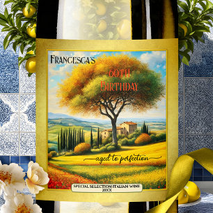 Italiaanse beeldende kunst zomer verjaardag wijn etiket
