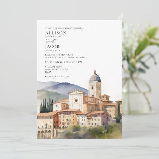 Italiaanse bestemming bruiloft kaart (Staand voorkant)