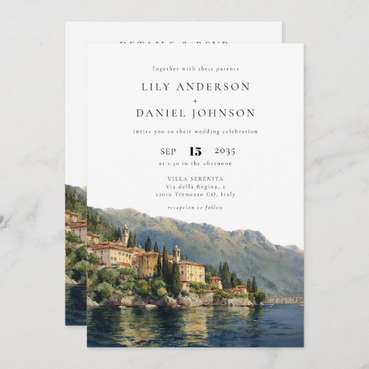 Italiaanse bestemming Comomeer alles in één bruilo Kaart (Voorkant / Achterkant)