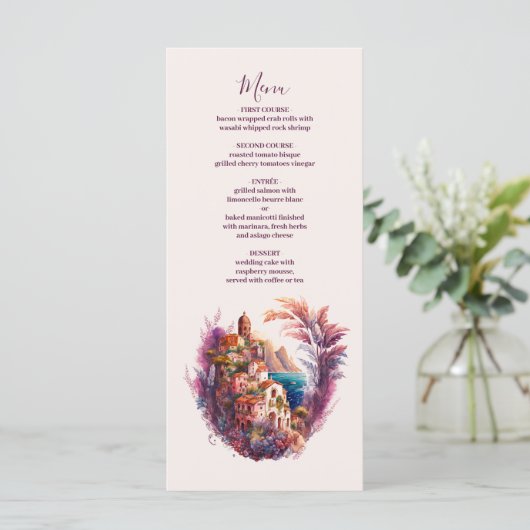 Italiaanse bestemming Waterverf Menu (Staand voorkant)