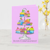 Italiaanse Birthday Waterverf cupcakes Kaart (Gele Bloem)