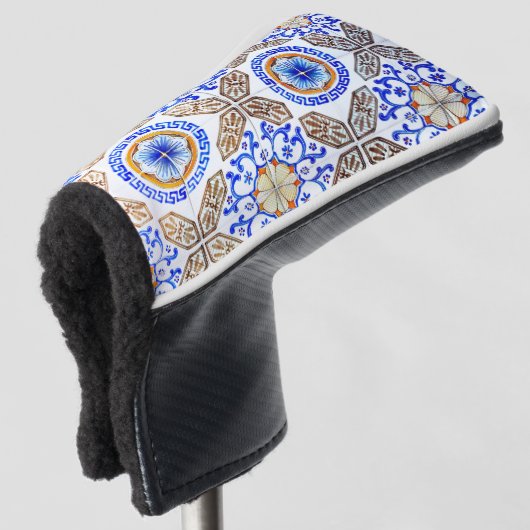 Italiaanse blauwe mozaïek golfheadcover (3/4 voorkant)