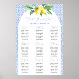 Italiaanse blauwe Positano citroen Vind uw stoelen Poster