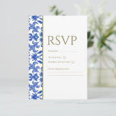 Italiaanse blauwe RSVP-kaart RSVP Kaartje (Staand voorkant)
