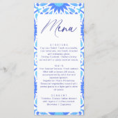 Italiaanse Blauwe Tegel Baby Shower Minimalistisch Menu (Voorkant)