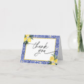 Italiaanse Blauwe Tegel Bruidsborrel Dankkaart Bedankkaart (Voorkant)