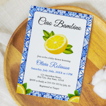 Italiaanse Blauwe Tegel Ciao Bambino Baby Shower