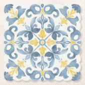 Italiaanse Blauwe Tegel Citroen Kartonnen Onderzetters (Voorkant)