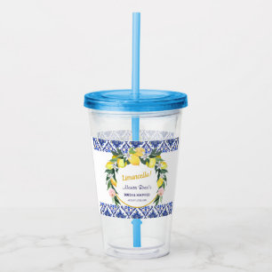 Italiaanse Blauwe Tegel Limoncello Bruidsdouche Ca Acryl Drinkbeker