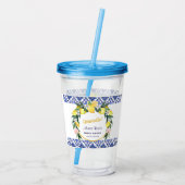 Italiaanse Blauwe Tegel Limoncello Bruidsfeest Cad Acryl Drinkbeker (Achterkant)