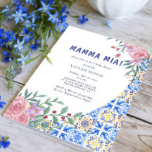 Italiaanse blauwe tegel Mamma Mia baby shower
