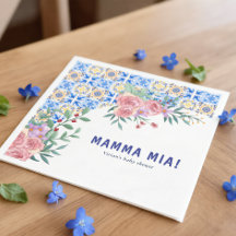 Italiaanse blauwe tegel Mamma Mia Baby Shower