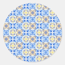 italiaanse blauwe Tegel Ronde Sticker