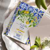 Italiaanse blauwe tegel waterverf citroen baby sho kaart