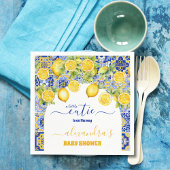 Italiaanse blauwe tegel waterverf citroen baby sho servet