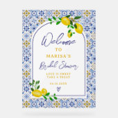 Italiaanse blauwe tegel waterverf citroenbruid wel acryl bord (Voorkant)