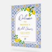 Italiaanse blauwe tegel waterverf citroenbruid wel acryl bord (Hoek)