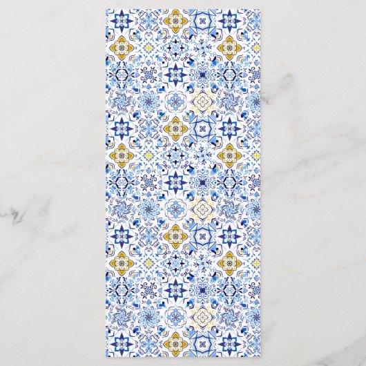 Italiaanse blauwe tegel waterverf citroenbruine br menu (Achterkant)