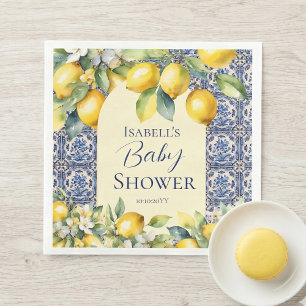 Italiaanse blauwe tegels aquarel citroen baby Show Servet