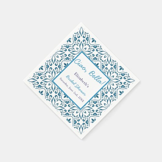 Italiaanse Blauwe Tegels Ciao Bella Bruidsdiner Servet (Hoek)