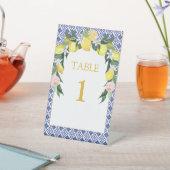 Italiaanse blauwe tegels citroen bruidsontbijt taf reclamebord met voetstuk (Insitu)