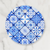 Italiaanse blauwe tegels citroenen bruiloft dank j bedankjes labels (Achterkant)