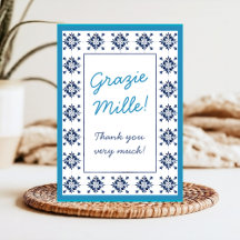 Italiaanse Blauwe Tegels Grazie Mille Schrift
