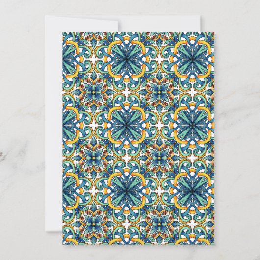 Italiaanse Blauwe Tegels Lemon Baptism Uitnodiging (Achterkant)