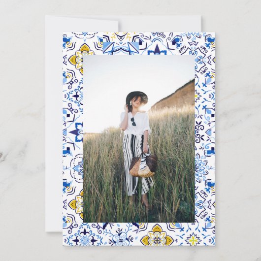 Italiaanse blauwe tegels waterverf afstuderen  kaart (Achterkant)