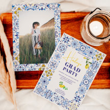 Italiaanse blauwe tegels waterverf afstuderen 