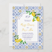 Italiaanse blauwe tegels waterverf citroenfoto's b kaart (Voorkant)