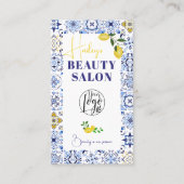 Italiaanse blauwe tegels waterverf schoonheidssalo visitekaartje (Voorkant)