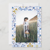 Italiaanse blauwe tegels waterverf Sweet 16 Kaart (Achterkant)