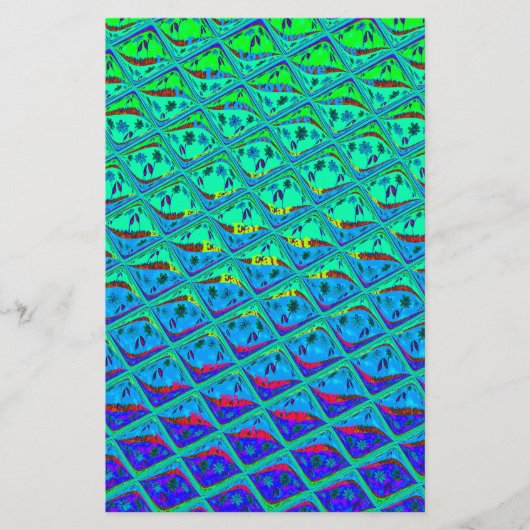 Italiaanse Blauwe Zeemeermin Motief Art Print Briefpapier (Voorkant)