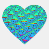 Italiaanse Blauwe Zeemeermin Motief Art Print Hart Sticker (Voorkant)