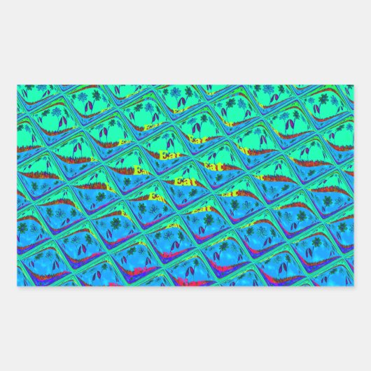 Italiaanse Blauwe Zeemeermin Motief Art Print Rechthoekige Sticker (Voorkant)