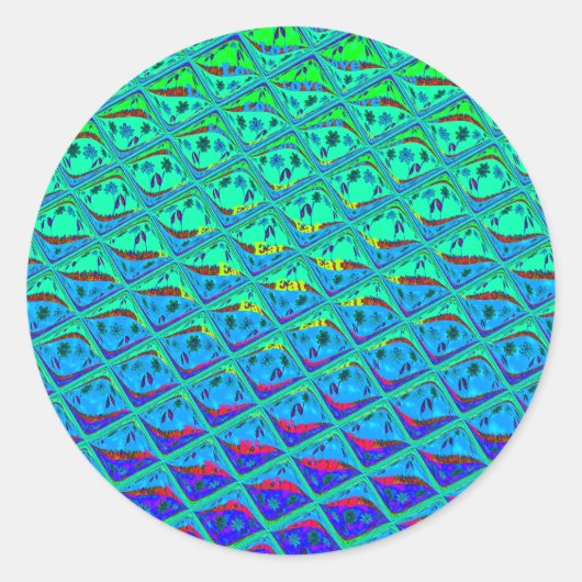 Italiaanse Blauwe Zeemeermin Motief Art Print Ronde Sticker (Voorkant)