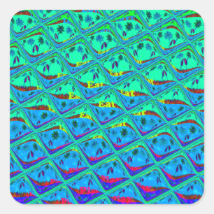 Italiaanse Blauwe Zeemeermin Motief Art Print Vierkante Sticker