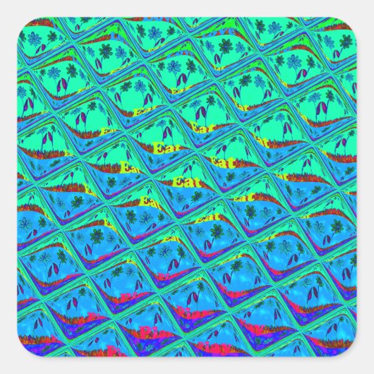 Italiaanse Blauwe Zeemeermin Motief Art Print Vierkante Sticker (Voorkant)